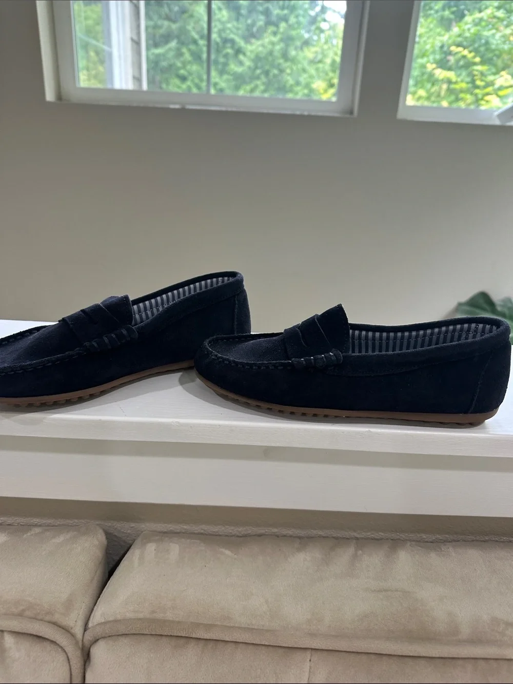 Mango Kids Navy Suede Slip-On Loafers